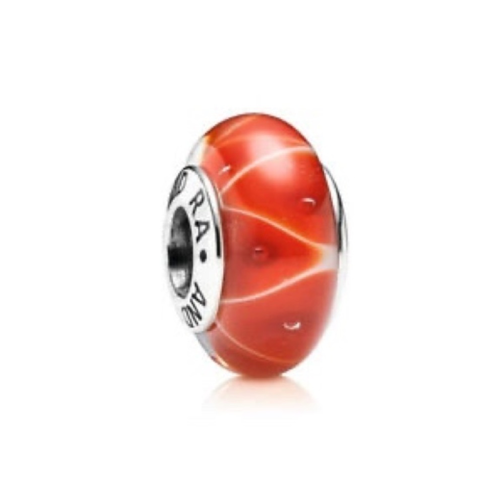 Authentic Pandora Coral Looking Glass Murano Charm